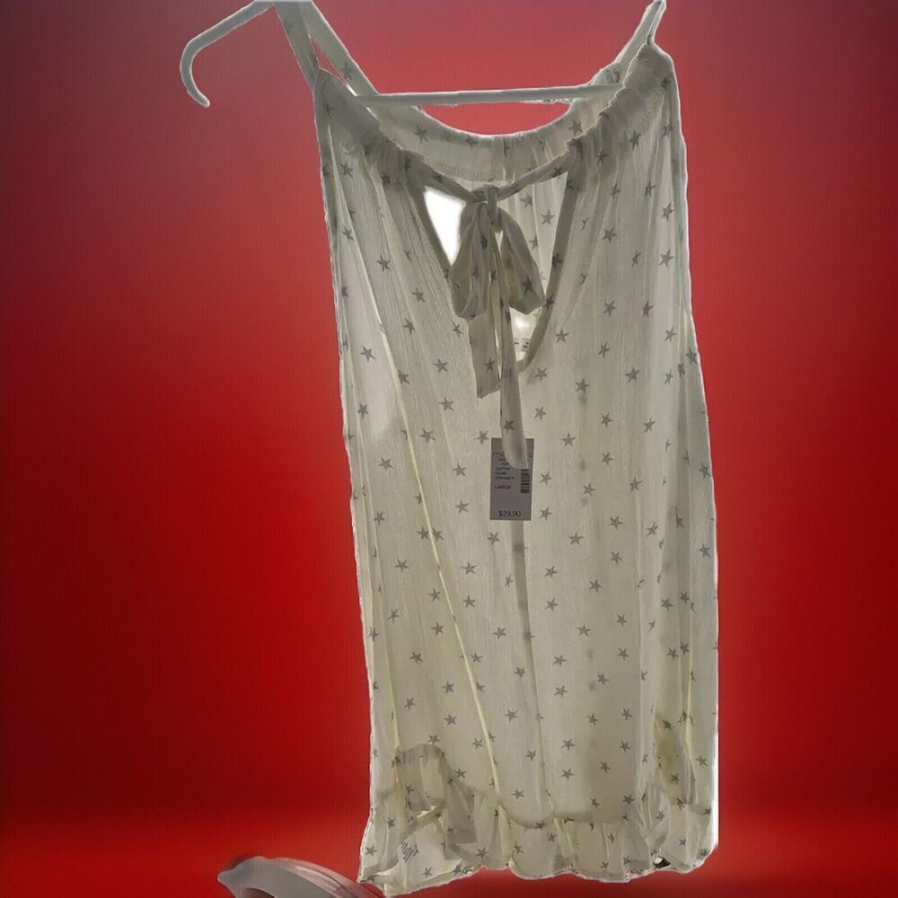 Halter Top White & Grey Stars Flowy Boho